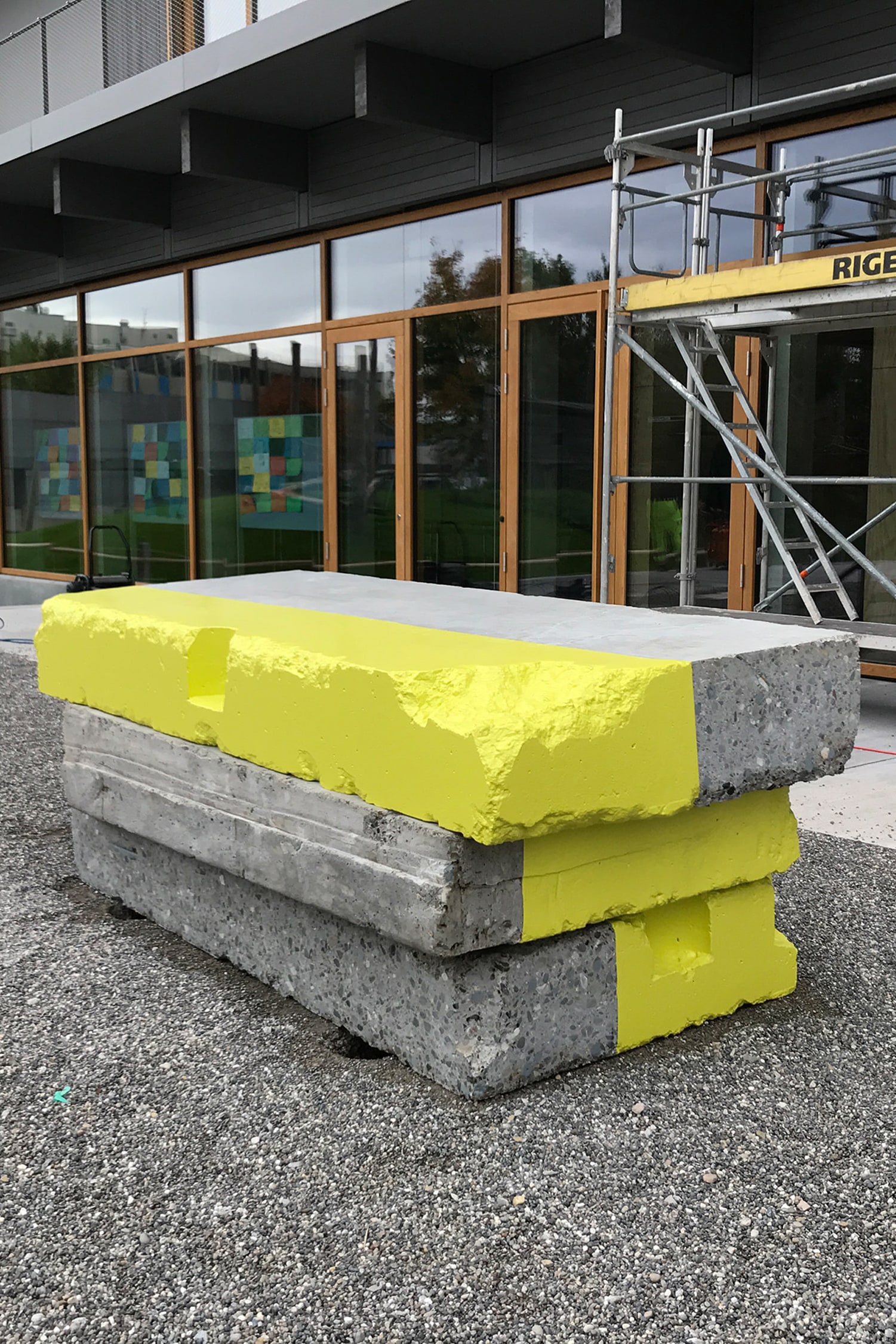 Projects KuB Projects Art and Architecture Project Art and Building Schoolhouse Weiden Jona Rapperswil Production BWT Bau AG Winterthur performative sculpture coating concrete installation Karamul Kuo Architects